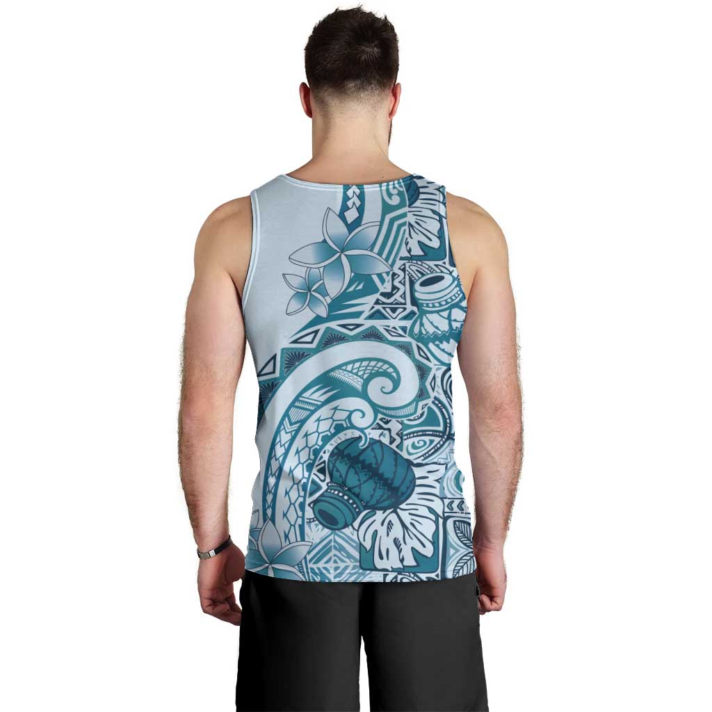 Aloha Hawaii Tapa Men Tank Top Cool Turquoise Hawaiian Ipu - Polynesian Pride