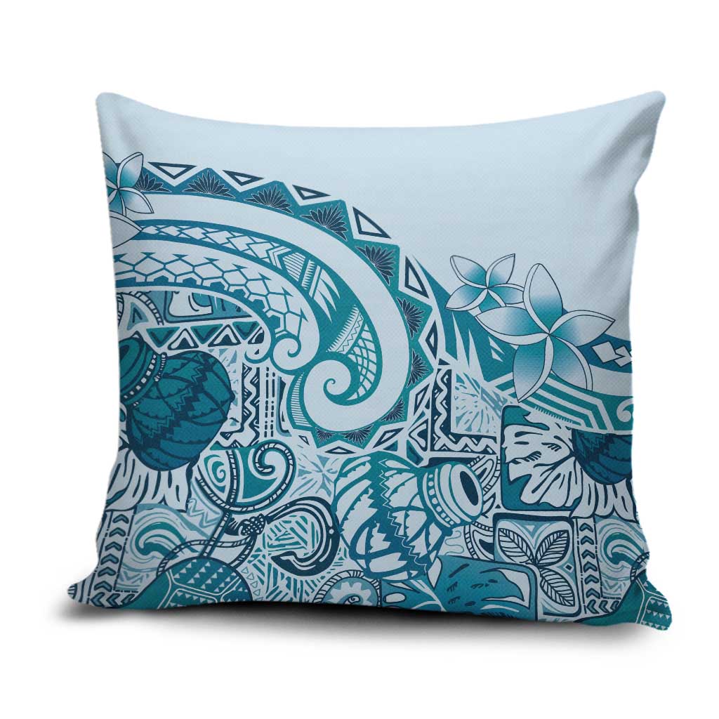 Aloha Hawaii Tapa Pillow Cover Cool Turquoise Hawaiian Ipu - Polynesian Pride