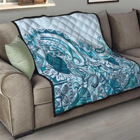 Aloha Hawaii Tapa Quilt Cool Turquoise Hawaiian Ipu - Polynesian Pride