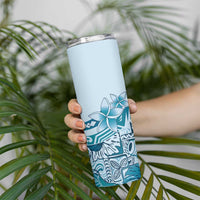 Aloha Hawaii Tapa Skinny Tumbler Cool Turquoise Hawaiian Ipu - Polynesian Pride