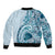Aloha Hawaii Tapa Sleeve Zip Bomber Jacket Cool Turquoise Hawaiian Ipu - Polynesian Pride