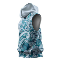 Aloha Hawaii Tapa Sleeveless Hoodie Cool Turquoise Hawaiian Ipu LT7 - Polynesian Pride