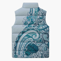 Aloha Hawaii Tapa Sleeveless Puffer Jacket Cool Turquoise Hawaiian Ipu - Polynesian Pride