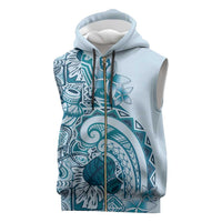 Aloha Hawaii Tapa Sleeveless Zip Hoodie Cool Turquoise Hawaiian Ipu - Polynesian Pride