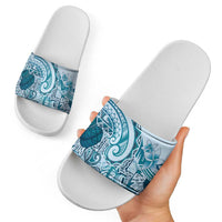 Aloha Hawaii Tapa Slide Sandals Cool Turquoise Hawaiian Ipu - Polynesian Pride