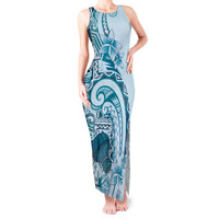 Aloha Hawaii Tapa Tank Maxi Dress Cool Turquoise Hawaiian Ipu - Polynesian Pride