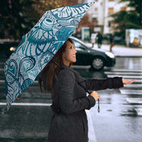 Aloha Hawaii Tapa Umbrella Cool Turquoise Hawaiian Ipu - Polynesian Pride