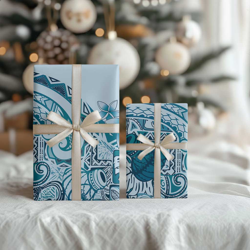 Aloha Hawaii Tapa Wrapping Paper Cool Turquoise Hawaiian Ipu LT7 - Polynesian Pride