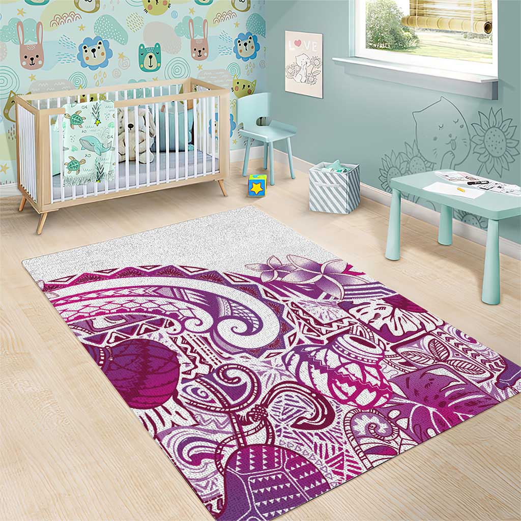 Aloha Hawaii Tapa Area Rug Vibrant Fuchsia Hawaiian Ipu - Polynesian Pride