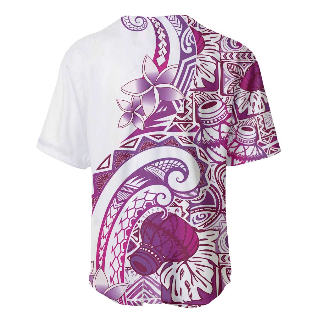 Aloha Hawaii Tapa Baseball Jersey Vibrant Fuchsia Hawaiian Ipu - Polynesian Pride