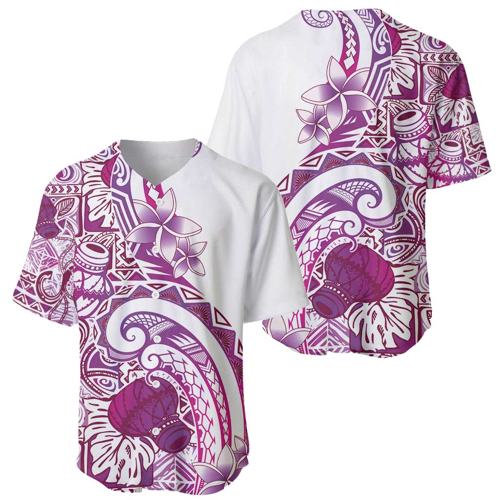 Aloha Hawaii Tapa Baseball Jersey Vibrant Fuchsia Hawaiian Ipu - Polynesian Pride