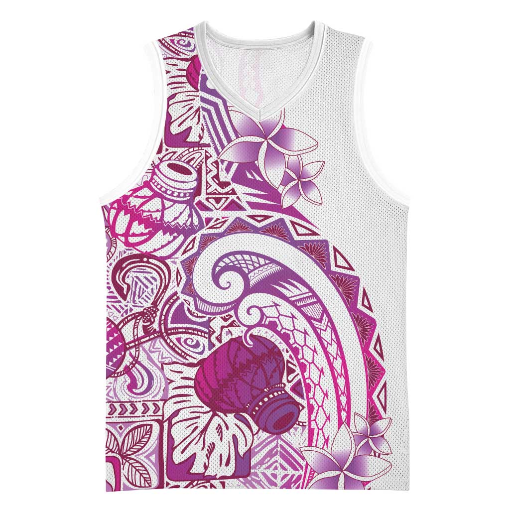 Aloha Hawaii Tapa Basketball Jersey Vibrant Fuchsia Hawaiian Ipu LT7 Unisex Fuchsia - Polynesian Pride