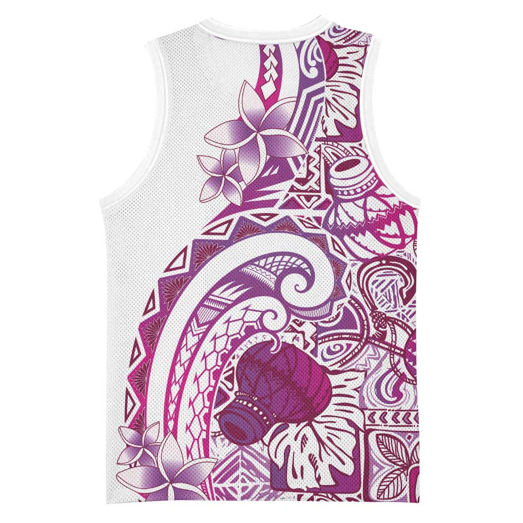 Aloha Hawaii Tapa Basketball Jersey Vibrant Fuchsia Hawaiian Ipu LT7 - Polynesian Pride