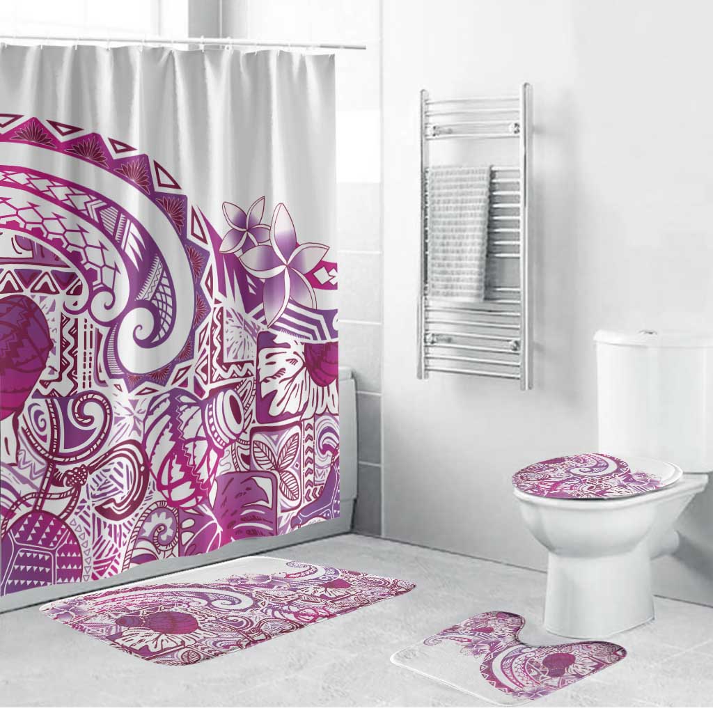 Aloha Hawaii Tapa Bathroom Set Vibrant Fuchsia Hawaiian Ipu - Polynesian Pride