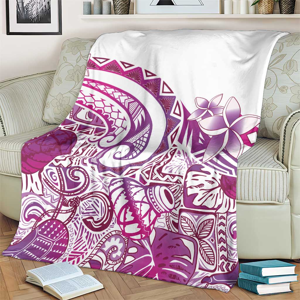 Aloha Hawaii Tapa Blanket Vibrant Fuchsia Hawaiian Ipu - Polynesian Pride
