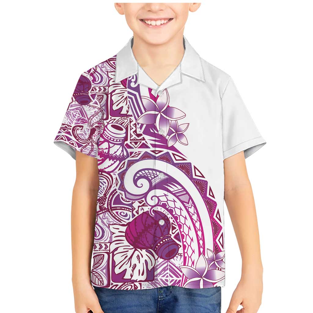 Aloha Hawaii Tapa Family Matching Mermaid Dress and Hawaiian Shirt Vibrant Fuchsia Hawaiian Ipu - Polynesian Pride