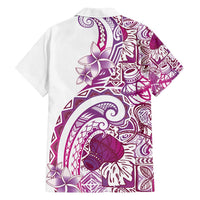 Aloha Hawaii Tapa Family Matching Off Shoulder Short Dress and Hawaiian Shirt Vibrant Fuchsia Hawaiian Ipu - Polynesian Pride