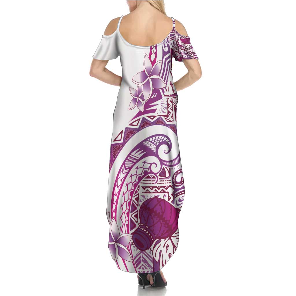 Aloha Hawaii Tapa Family Matching Summer Maxi Dress and Hawaiian Shirt Vibrant Fuchsia Hawaiian Ipu - Polynesian Pride