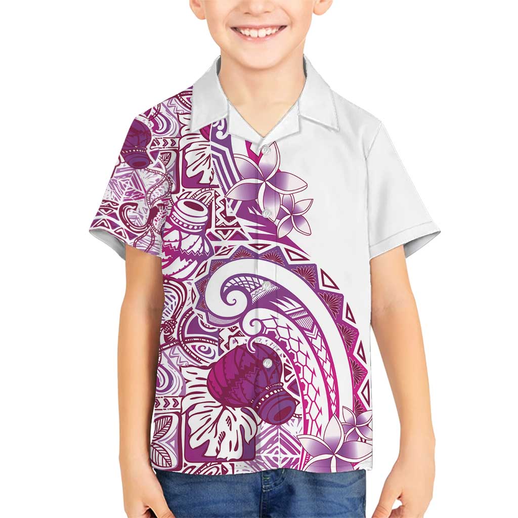 Aloha Hawaii Tapa Family Matching Summer Maxi Dress and Hawaiian Shirt Vibrant Fuchsia Hawaiian Ipu - Polynesian Pride