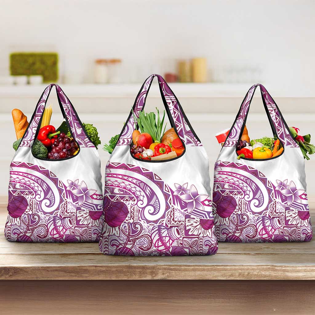 Aloha Hawaii Tapa Grocery Bag Vibrant Fuchsia Hawaiian Ipu - Polynesian Pride