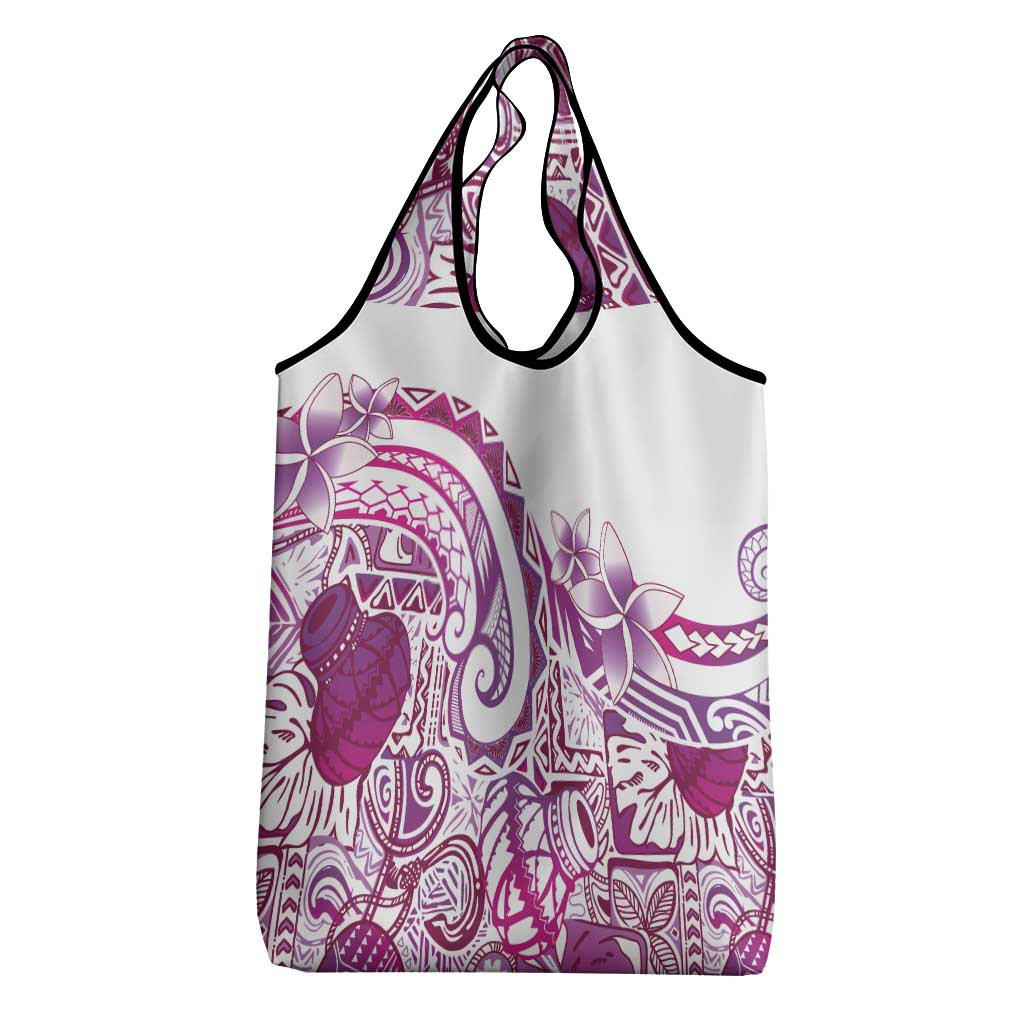 Aloha Hawaii Tapa Grocery Bag Vibrant Fuchsia Hawaiian Ipu - Polynesian Pride