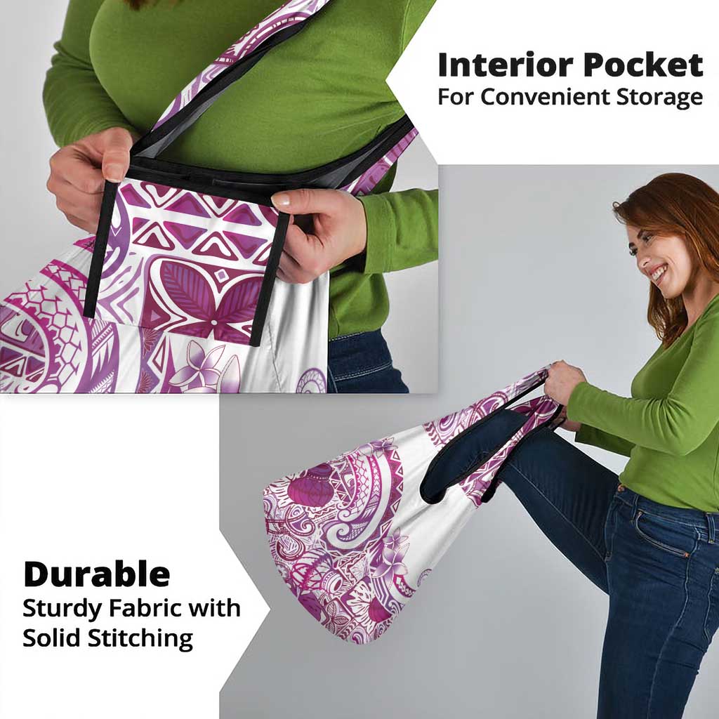 Aloha Hawaii Tapa Grocery Bag Vibrant Fuchsia Hawaiian Ipu - Polynesian Pride