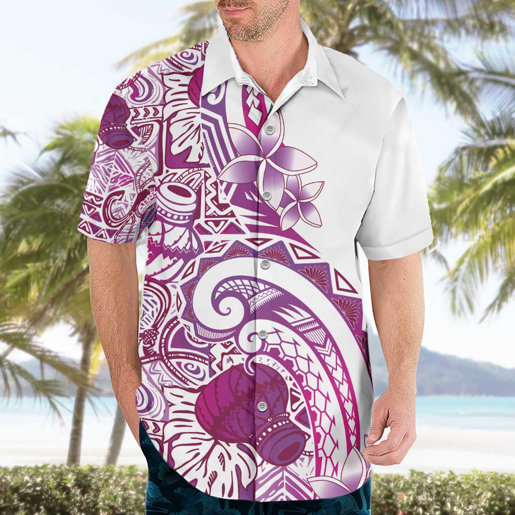 Aloha Hawaii Tapa Hawaiian Shirt Vibrant Fuchsia Hawaiian Ipu - Polynesian Pride