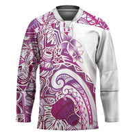 Aloha Hawaii Tapa Hockey Jersey Vibrant Fuchsia Hawaiian Ipu - Polynesian Pride