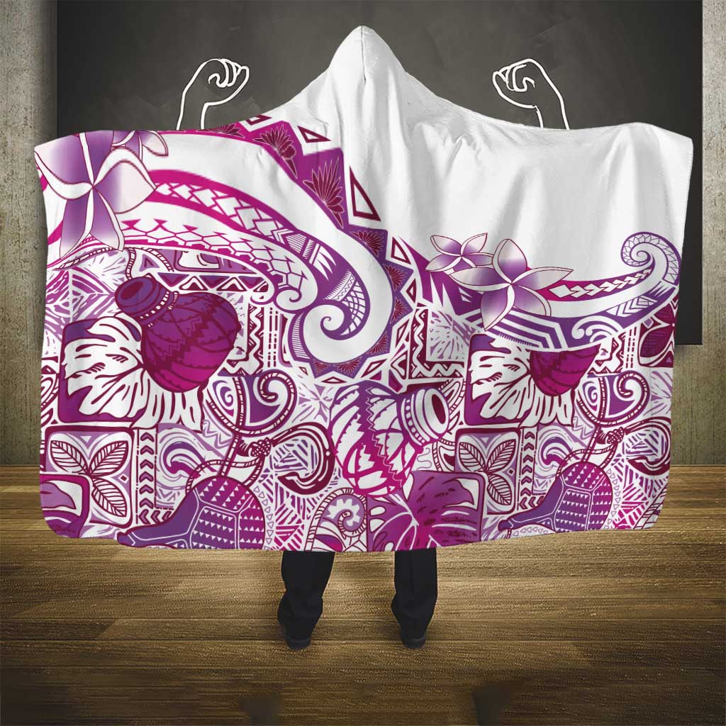 Aloha Hawaii Tapa Hooded Blanket Vibrant Fuchsia Hawaiian Ipu LT7 - Polynesian Pride