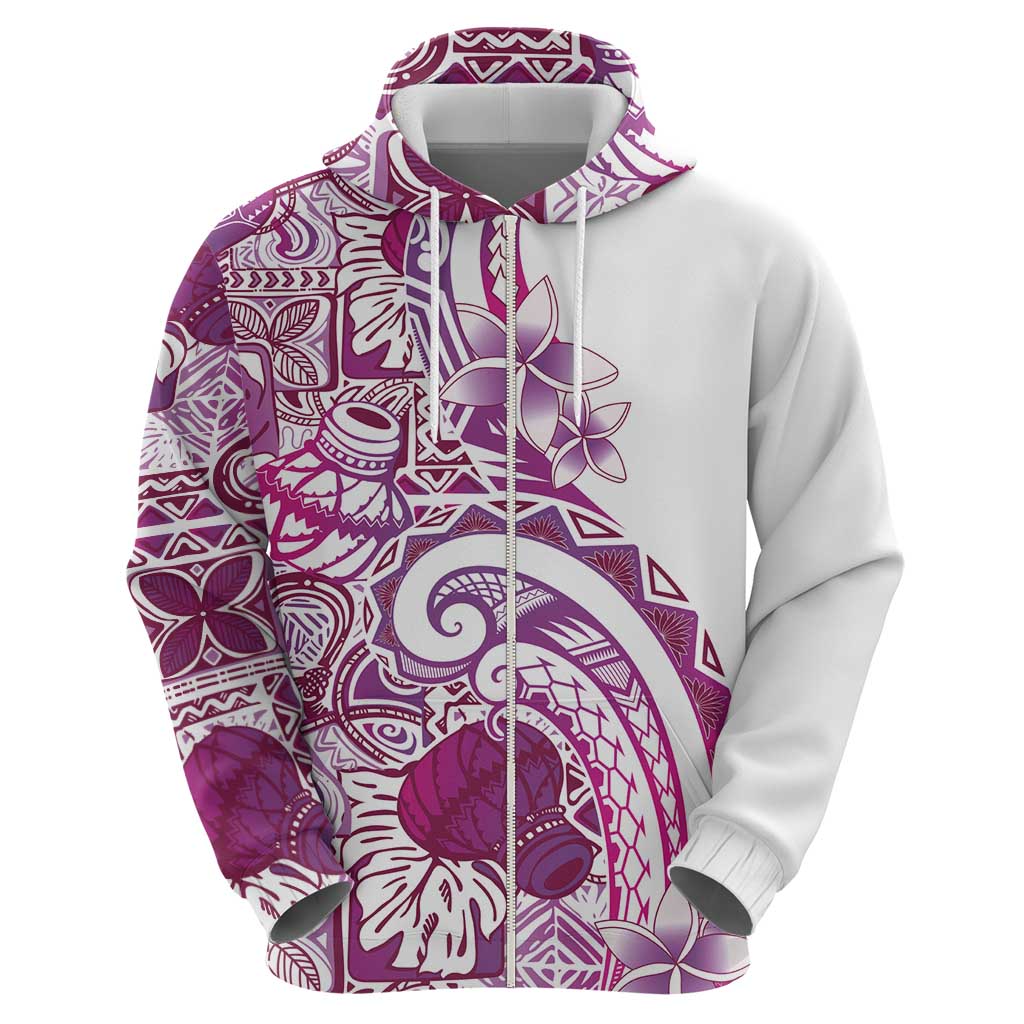 Aloha Hawaii Tapa Hoodie Vibrant Fuchsia Hawaiian Ipu - Polynesian Pride