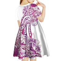 Aloha Hawaii Tapa Kid Short Sleeve Dress Vibrant Fuchsia Hawaiian Ipu LT7 - Polynesian Pride