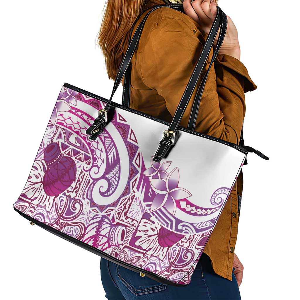 Aloha Hawaii Tapa Leather Tote Bag Vibrant Fuchsia Hawaiian Ipu - Polynesian Pride