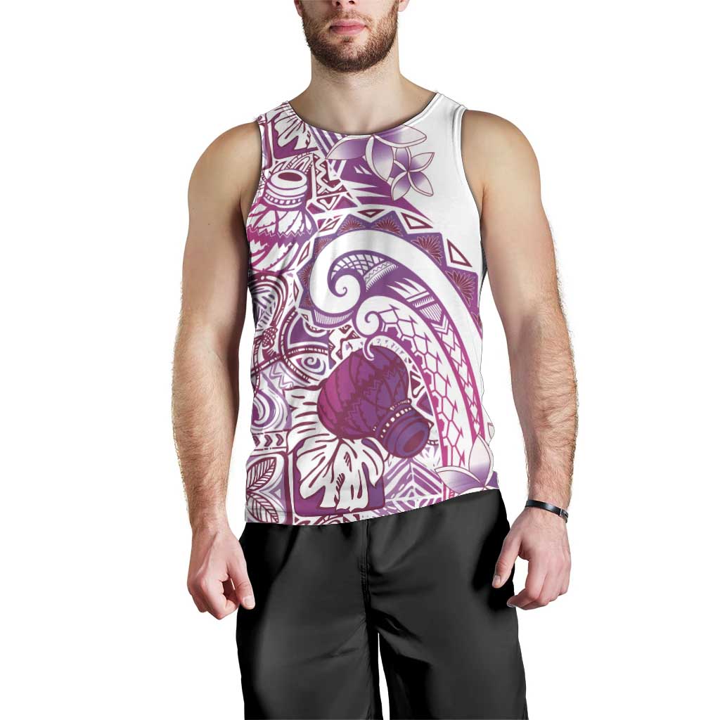 Aloha Hawaii Tapa Men Tank Top Vibrant Fuchsia Hawaiian Ipu - Polynesian Pride