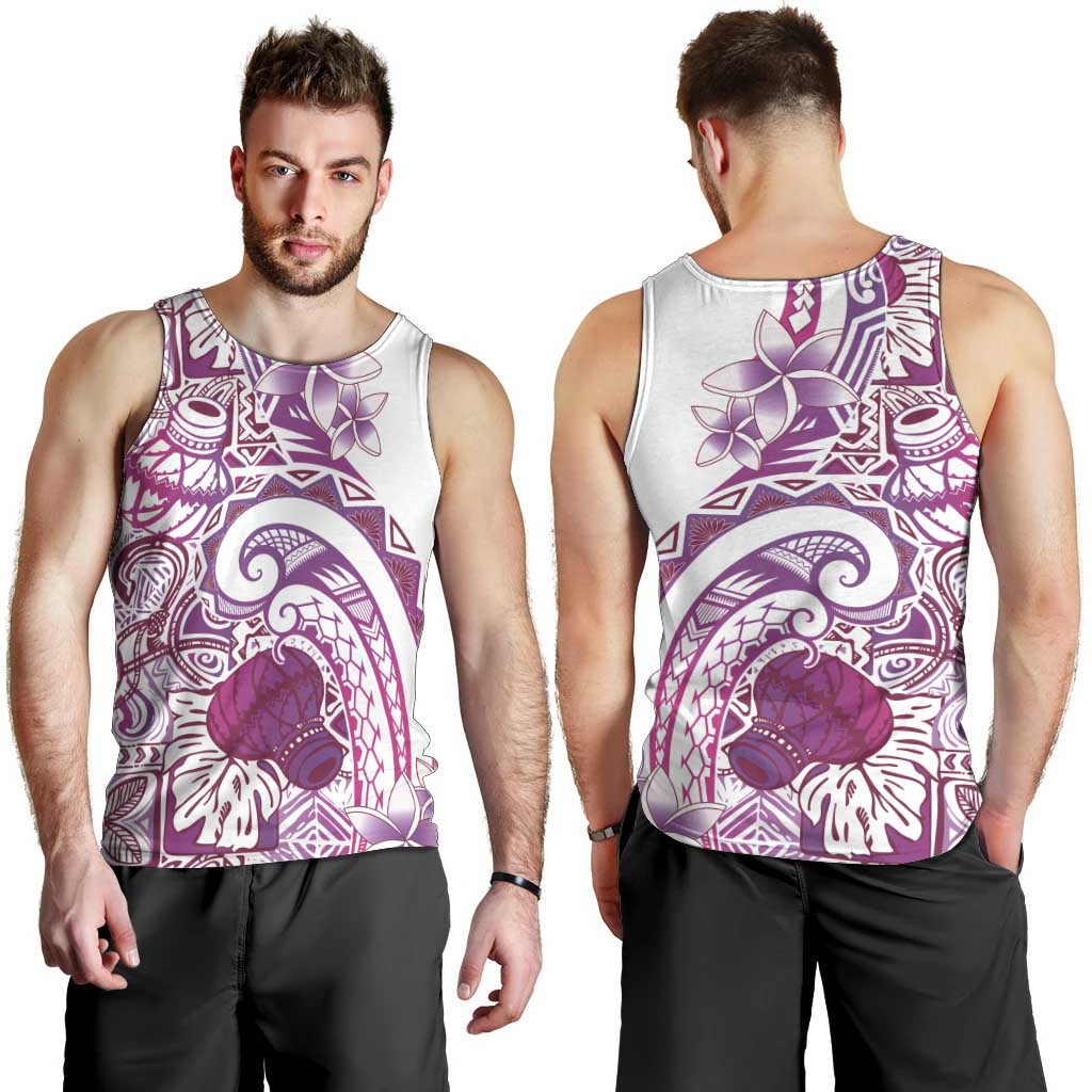 Aloha Hawaii Tapa Men Tank Top Vibrant Fuchsia Hawaiian Ipu - Polynesian Pride