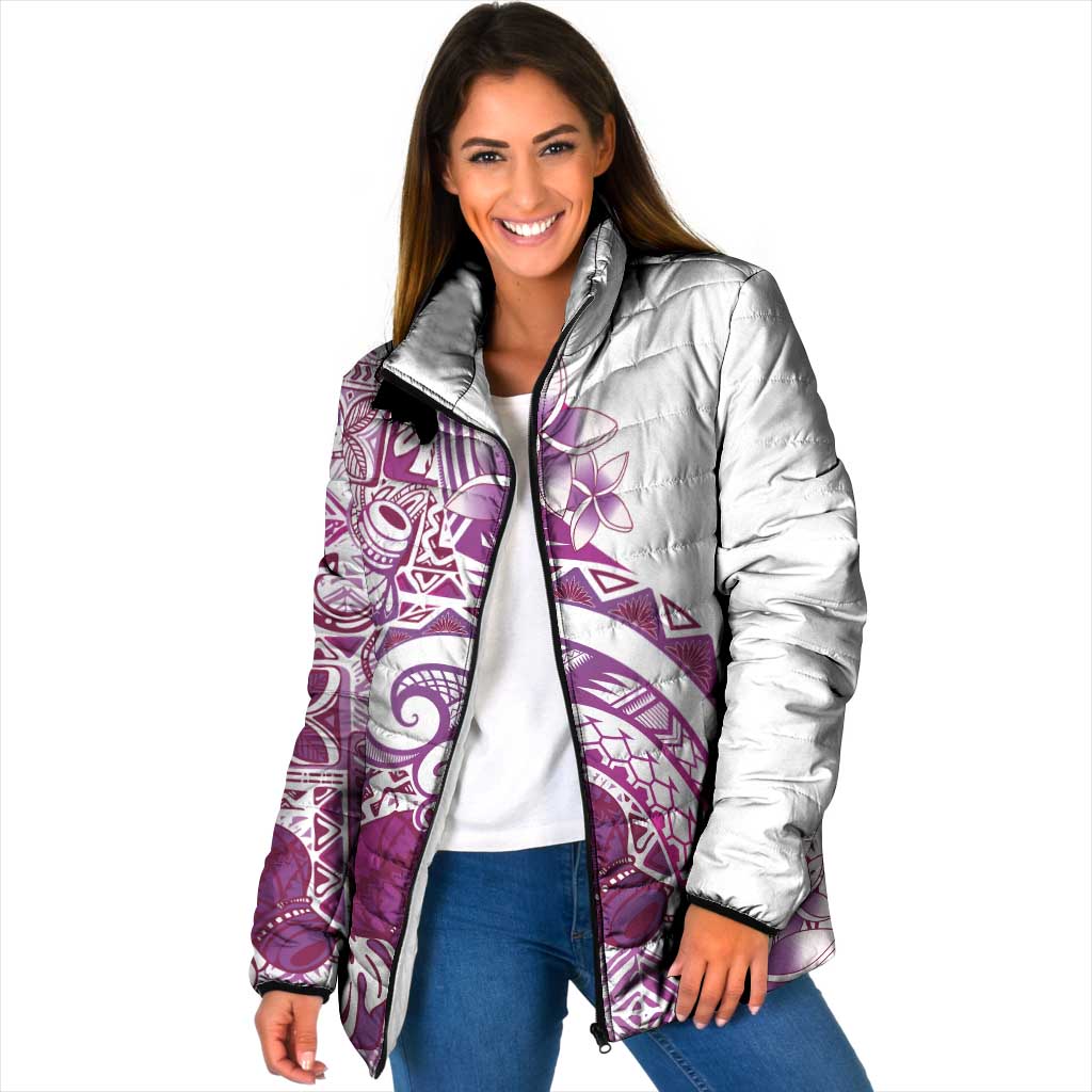 Aloha Hawaii Tapa Padded Jacket Vibrant Fuchsia Hawaiian Ipu LT7 Women Fuchsia - Polynesian Pride