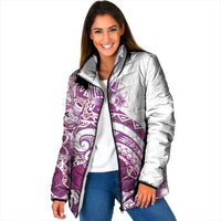 Aloha Hawaii Tapa Padded Jacket Vibrant Fuchsia Hawaiian Ipu LT7 Women Fuchsia - Polynesian Pride