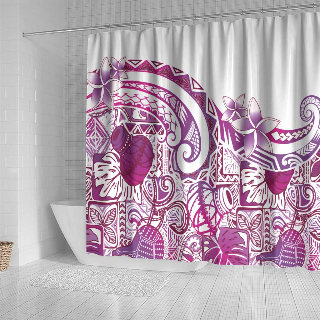 Aloha Hawaii Tapa Shower Curtain Vibrant Fuchsia Hawaiian Ipu - Polynesian Pride