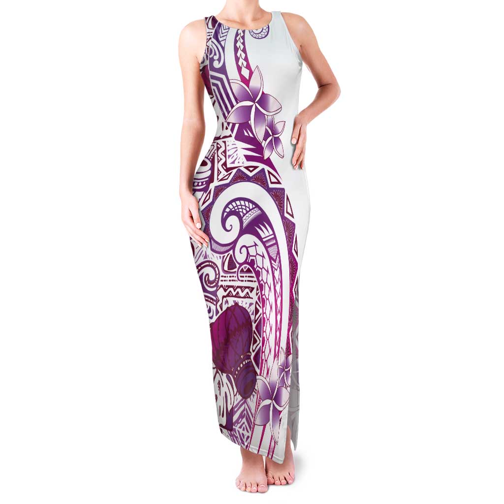 Aloha Hawaii Tapa Tank Maxi Dress Vibrant Fuchsia Hawaiian Ipu - Polynesian Pride