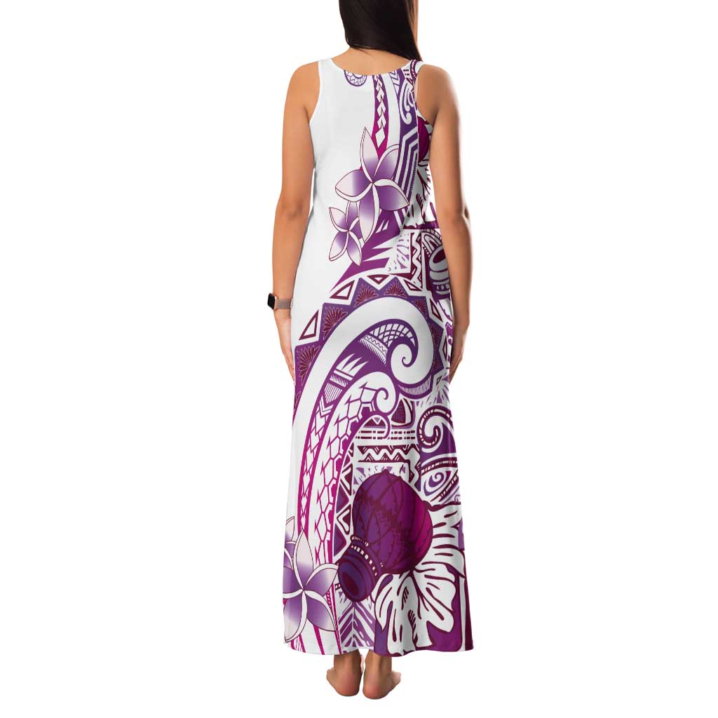 Aloha Hawaii Tapa Tank Maxi Dress Vibrant Fuchsia Hawaiian Ipu - Polynesian Pride