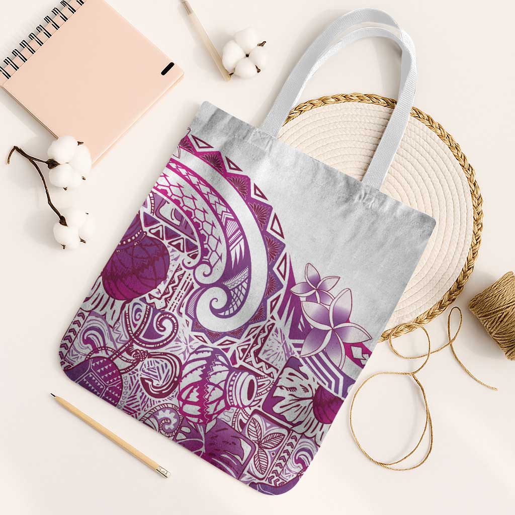 Aloha Hawaii Tapa Tote Bag Vibrant Fuchsia Hawaiian Ipu - Polynesian Pride