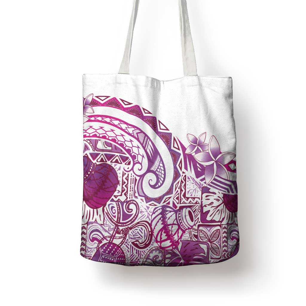Aloha Hawaii Tapa Tote Bag Vibrant Fuchsia Hawaiian Ipu - Polynesian Pride
