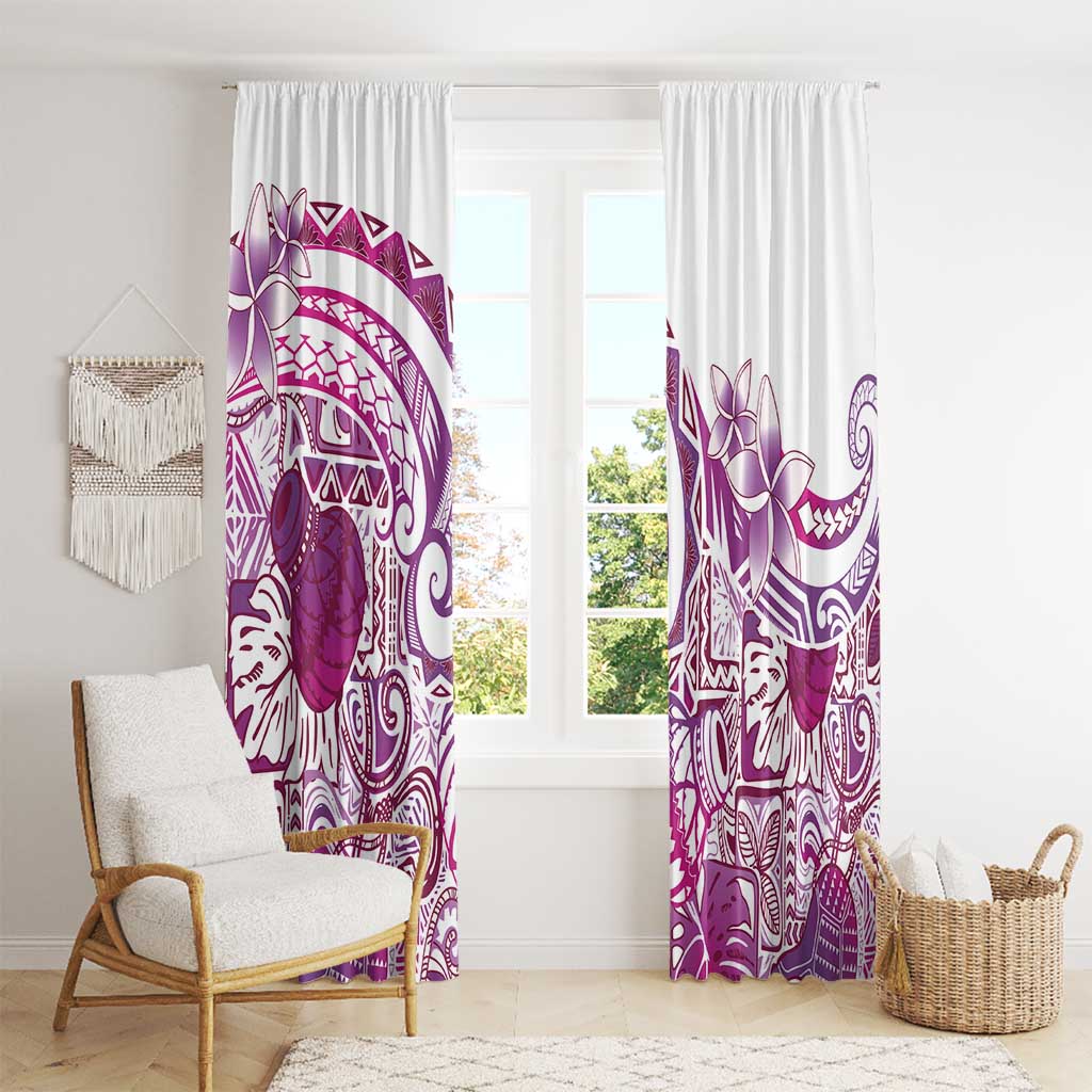 Aloha Hawaii Tapa Window Curtain Vibrant Fuchsia Hawaiian Ipu - Polynesian Pride