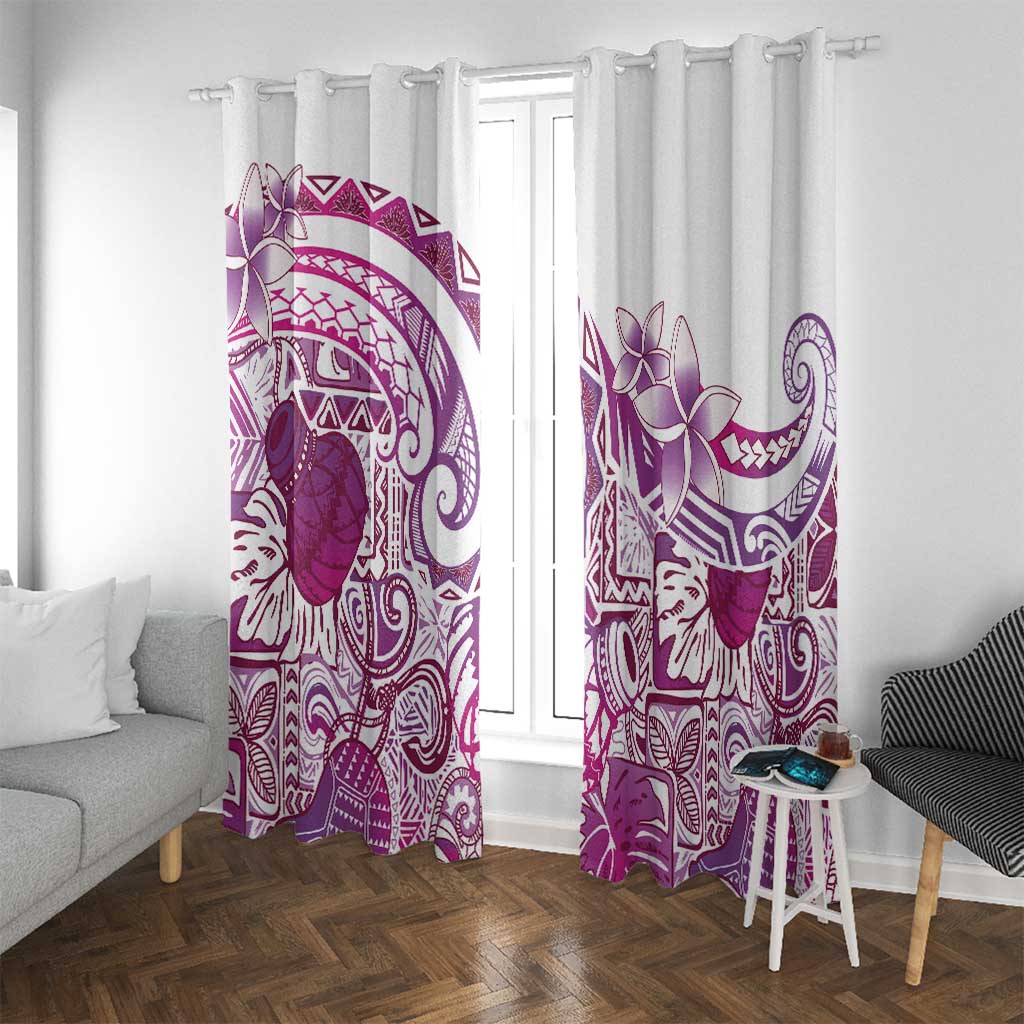 Aloha Hawaii Tapa Window Curtain Vibrant Fuchsia Hawaiian Ipu - Polynesian Pride