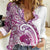 Aloha Hawaii Tapa Women Casual Shirt Vibrant Fuchsia Hawaiian Ipu - Polynesian Pride