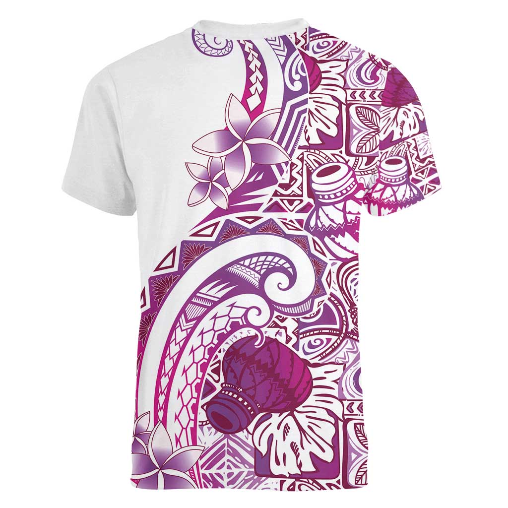 Aloha Hawaii Tapa Women V-Neck T-Shirt Vibrant Fuchsia Hawaiian Ipu - Polynesian Pride