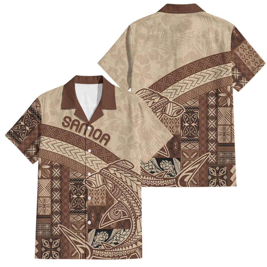 Samoa Mamanu Siapo Mocha Family Matching Tank Maxi Dress and Hawaiian Shirt Tatau Malie