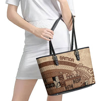 Samoa Mamanu Siapo Mocha Leather Tote Bag Tatau Malie