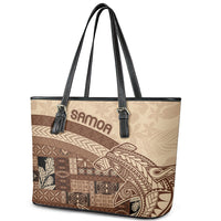 Samoa Mamanu Siapo Mocha Leather Tote Bag Tatau Malie