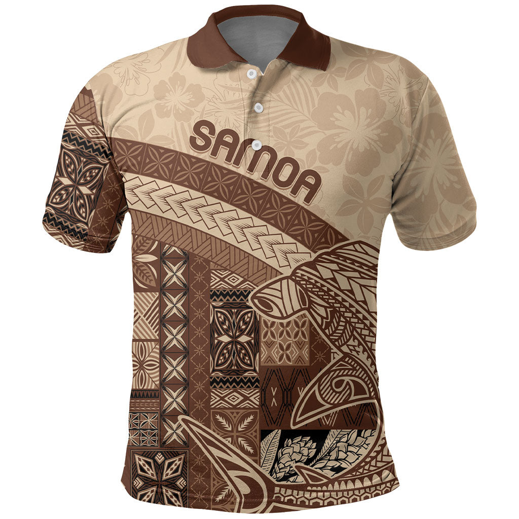 Samoa Mamanu Siapo Mocha Polo Shirt Tatau Malie