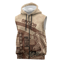 Samoa Mamanu Siapo Mocha Sleeveless Zip Hoodie Tatau Malie